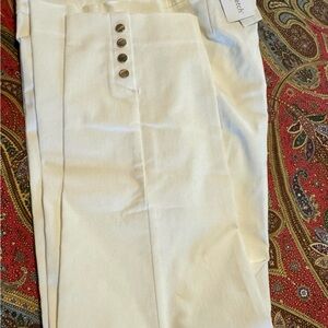 Chico's White Slim Ankle Pants with Button Front. Brand new.